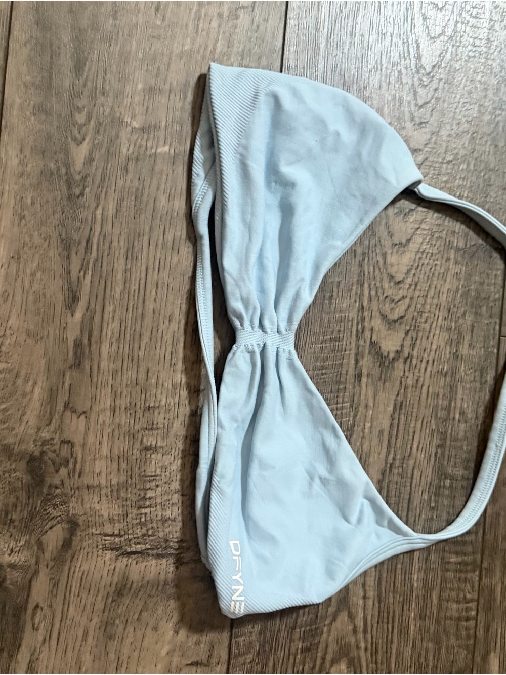 Sky Blue Bikini Top with Subtle Logo Accent